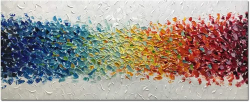 Miniatura 7 de AMEI Arte, 24 x 48 pulgadas, pintado a mano sobre lienzo, fondo blanco colorido, pinturas al óleo abstractas, arte de pared multicolor, madera