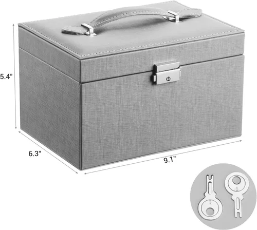 Miniatura 7 de BEWISHOME Jewelry Box, 20 Section Jewelry Organizer Box for Earrings,Rings,Necklaces,Cufflinks,Pendants Grey, Birthday Gift for Women,Women