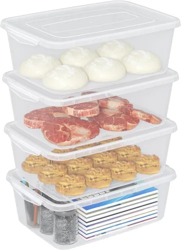 Miniatura 7 de Ramddy Paquete de 4 cajas transparentes de 14 cuartos de galón, contenedor de almacenamiento de plástico con tapa