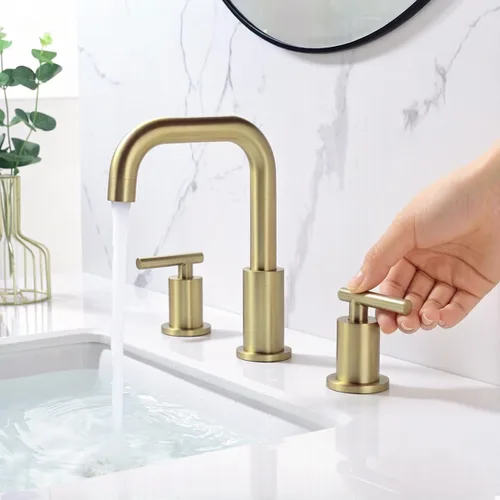 Miniatura 8 de TRUSTMI - Grifo de baño de 2 manijas de 8 pulgadas de latón, grifo de lavabo de baño de 3 agujeros extendido con boquilla giratoria de 360 grados