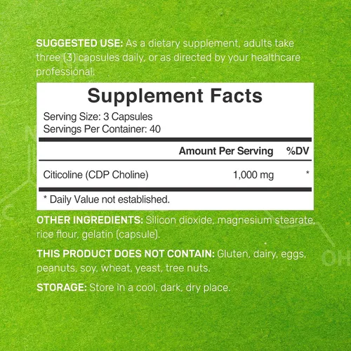 Miniatura 2 de Citicolina CDP Colina, 1,000mg por porción, 120 cápsulas – Suplementos de colina de fuerza extra – Propiedades de vitamina B nootrópica – Promueve