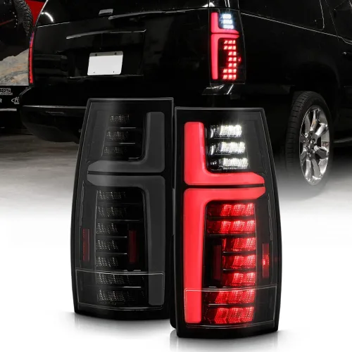 KEEKPO - Para Chevy Suburban 1500 2500 Tahoe GMC Yukon negro ahumado completo LED TaiL luces de freno izquierda y derecha 2007-2013