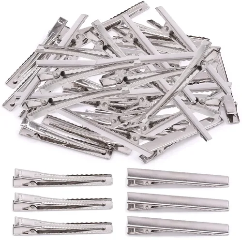 200 pinzas de pelo de cocodrilo de 2.55 pulgadas a granel, color plateado, pinzas para el pelo de una sola punta, para hacer lazos, hacer horquillas