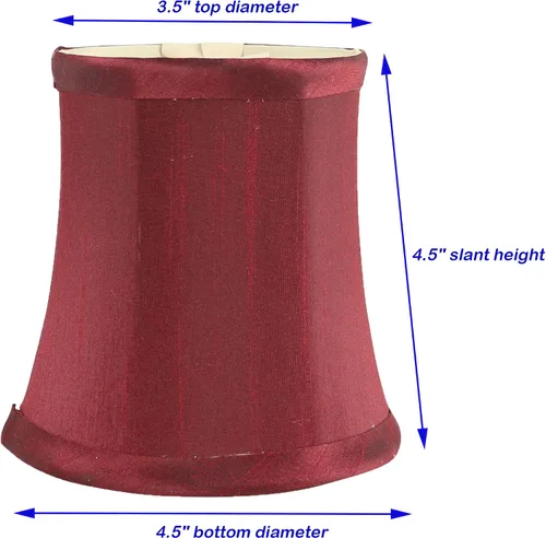 Miniatura 3 de Pantalla Individual de Lámpara de Araña de Seda Sintética Color Burdeos – Forma de Campana Softback, Ajuste de Clip para Bombillas de Candelabro