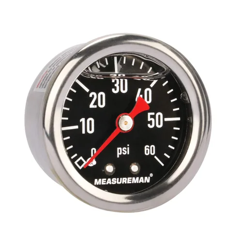 Miniatura 11 de MEASUREMAN - Manómetro, 0 a 15 psi, relleno glicerina, esfera 1.5 pulgadas, caja acero inoxidable 304, montaje central posterior 1/8 NPT, adaptador