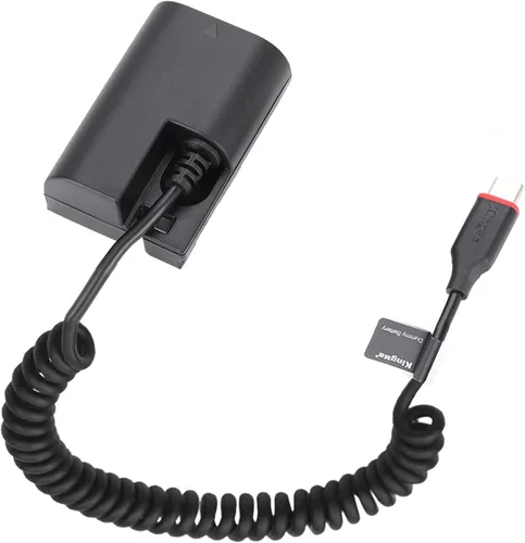 King Ma LP-E6 Batería falsa decodificada LP-E6 Reemplazo de batería con cable adaptador de corriente de resorte tipo C para cámaras Canon EOS 5D4