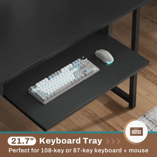 Miniatura 7 de SEDETA Escritorio para juegos en forma de L, escritorio reversible para computadora con toma de corriente y tablero de clavijas, escritorio