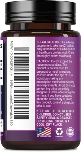 Miniatura 9 de Suplementos de apoyo para dormir de melatonina – Melatonina de disolución rápida de 10 mg por porción para adultos – Tabletas de melatonina