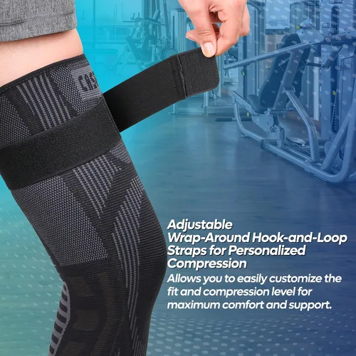 Miniatura 7 de Caspe Leg Compression Sleeve With Strap, Full Length Thigh Knee Calf Support, Knee Compression Sleeve Women & Men, Full Leg Support for Light
