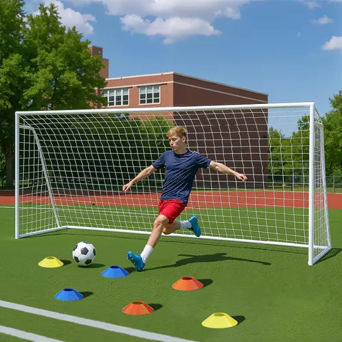 Miniatura 14 de NAIZEA Soccer Goals - 24x8/21x7/18x7/12x6/16x7/10x6/8x6/6x4FT Soccer Goals for Backyard Training- Portable Metal Soccer Net for Youth & Adults