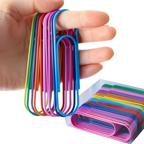Miniatura 7 de Clips de papel de 4 pulgadas, 30 piezas de clips de papel jumbo de 100 mm, clips de papel multicolores gigantes de metal con revestimiento de vinilo