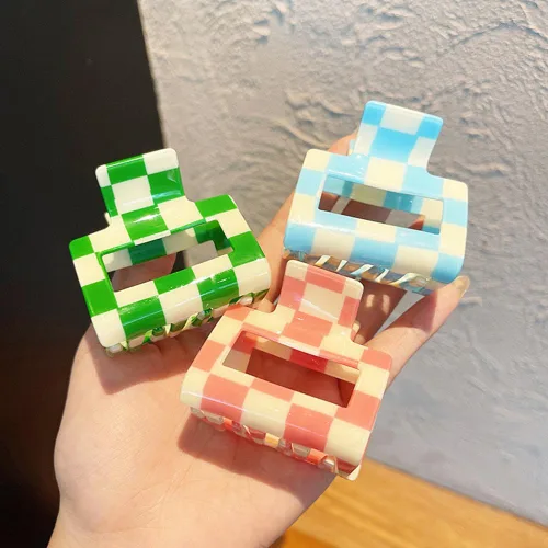 Miniatura 4 de BetterJonny - Paquete de 4 pinzas para el cabello a cuadros, pasadores cuadrados medianos para el cabello, accesorios para el cabello grueso y fino