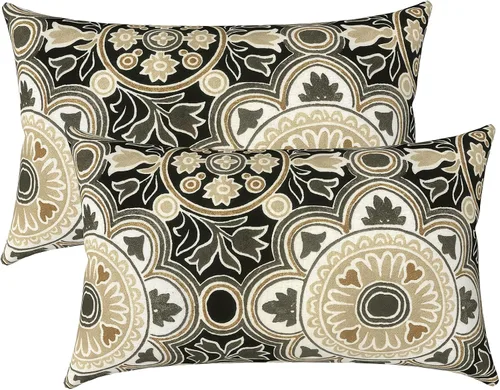 Miniatura 74 de LVTXIII Juego de 2 almohadas lumbares para patio, 12 x 20 pulgadas, resistentes a la decoloración, para exteriores con interiores, cojines lumbares