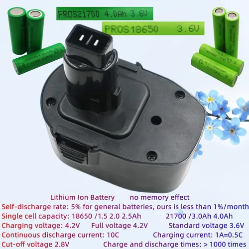 Miniatura 3 de 1.5Ah compatible con batería Dewalt de 14.4 V NiCad repuesto Black and Decker (etiqueta de capacidad real) DW928 PS140 DCD140 DC9091 DC9092 DW9091