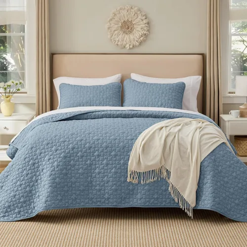 Miniatura 20 de Bedsure Colchas de tamaño California King, colchas ligeras tamaño California King con patrón de tejido de cesta, juego de ropa de cama suave, juego