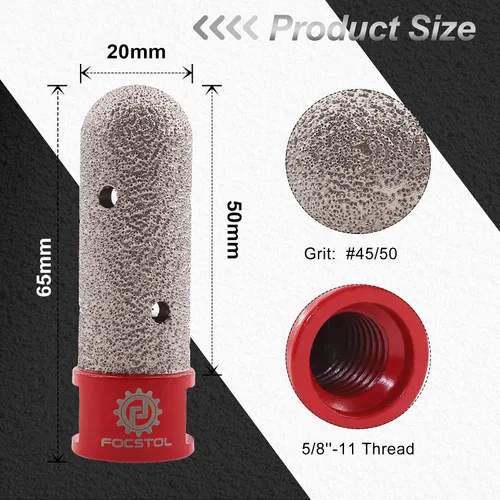Miniatura 2 de FOCSTOL Broca de diamante para fresar dedos, broca de núcleo de 4/5 pulgadas (0.787 in) para agrandar y dar forma a los agujeros existentes
