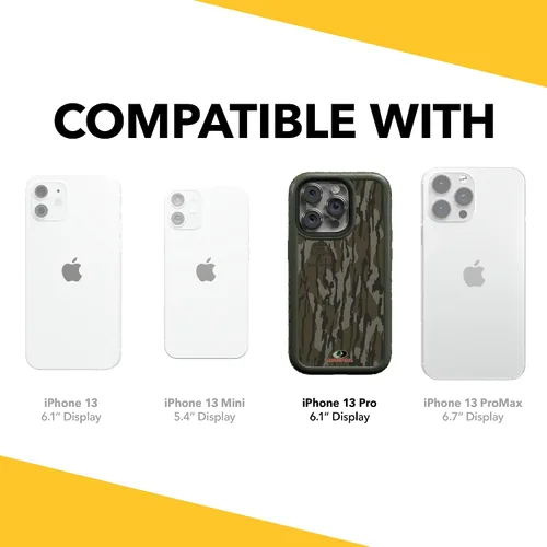 Miniatura 2 de cellhelmet Mossy Oak Agua Yellowfin Funda de doble capa en gris diseñada para iPhone 13 Mini a prueba de golpes y caídas, duradera, como se ve