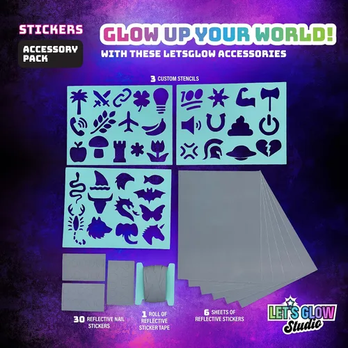 Miniatura 3 de LetsGlow Studio - Paquete de accesorios de calcomanías para LetsGlow Studio, kit de creador de video influenciador de artes y manualidades