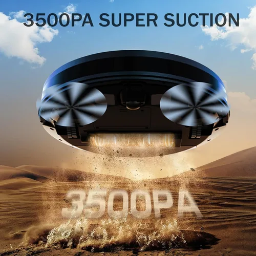 Miniatura 3 de JEBRO Robot aspirador y trapeador 2 en 1, succión de 3500 Pa, tiempo de ejecución de 120 minutos, 2.9 pulgadas delgado, aplicación/voz/control