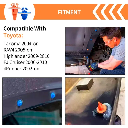 Miniatura 4 de 30 clips de guardabarros compatibles con Toyota, 4Runner, FJ Cruiser, RAV4 – Panel de moldura de puerta exterior trasero de plástico basculante Kit