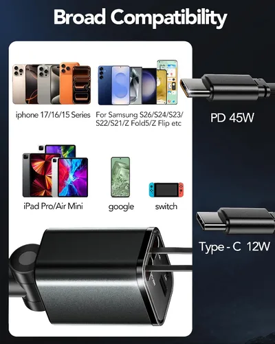 Miniatura 2 de Adaptador de Carga de Coche Retráctil para iPhone 17, Cargador de Coche para Teléfono 4 en 1 de Carga Rápida, Accesorios para Coche y Camión USB C