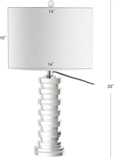 Miniatura 5 de JONATHAN Y Lámpara de mesa LED de columna geométrica escalonada de cristal transparente de 25 pulgadas, lámpara de noche moderna para sala de estar