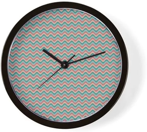 CafePress Reloj de pared decorativo único de 10 pulgadas con patrón de ondas retro, color naranja, verde azulado, coral