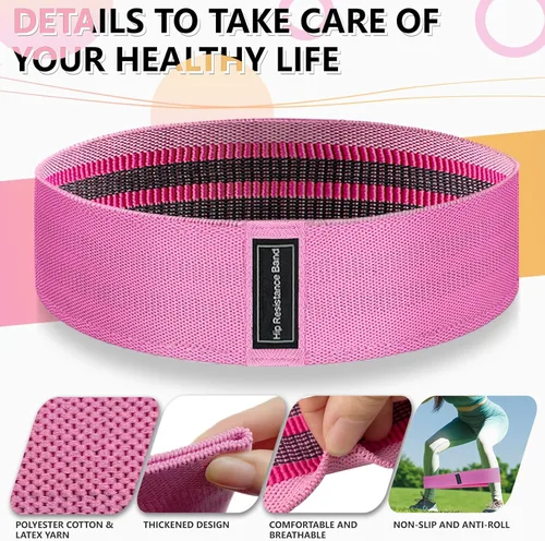 Miniatura 3 de Bandas de ejercicio, bandas de resistencia de tela de 3 niveles para entrenamiento, bandas de entrenamiento de resistencia para mujeres y hombres