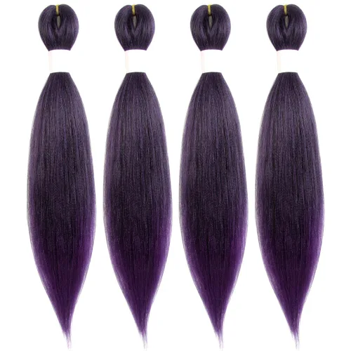 Miniatura 48 de Cabello trenzado preestirado de 10 pulgadas, 4 paquetes, extensiones de cabello corto para trenzas, cabello sintético preestirado #1 (negro azabache)