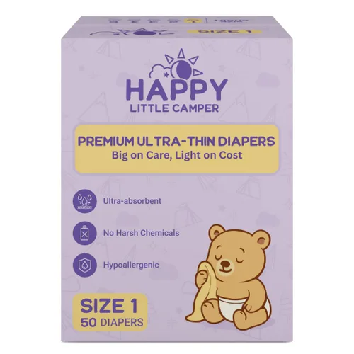 Miniatura 13 de Happy Little Camper Pañales desechables naturales para bebés, ultraabsorbentes, talla 1 - hipoalergénicos, sin perfume y sin cloro (200 unidades)
