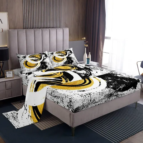 Miniatura 9 de Manfei Juego de sábanas abstractas tamaño individual, moderno juego de ropa de cama geométrica para decoración de habitación de niños y niñas, juego