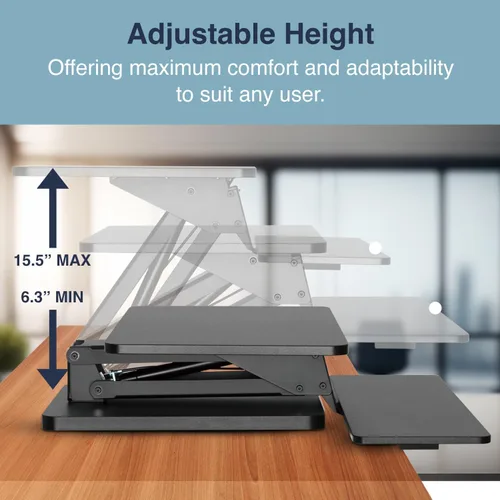 Miniatura 5 de Desky Elevador de escritorio ajustable Zero - Estación de trabajo de pie ajustable de 6.3 a 17.3 pulgadas - Elevador ergonómico de escritorio - Negro