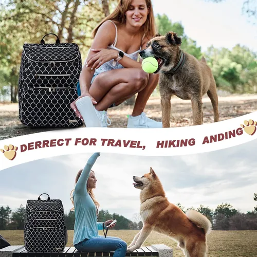 Miniatura 6 de BAGLHER Mochila de viaje para perros, mochila de suministros para mascotas aprobada por aerolíneas, bolsa de viaje para perros con 2 cuencos DLBlack