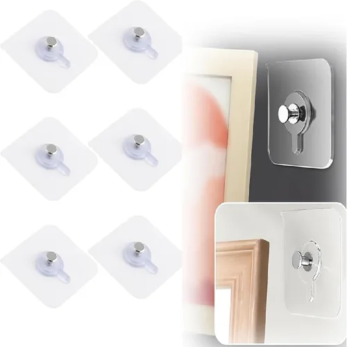 Miniatura 11 de Perchas de fotos sin clavos, carga de 20 libras, ganchos de pared autoadhesivos resistentes, sin taladro, ganchos para colgar, colgadores de fotos