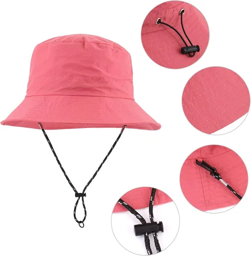 Miniatura 2 de Sombrero de sol para hombres y mujeres, ala ancha, UPF 50+, sombrero de pesca y pescador, impermeable, plegable, sombrero de sol para playa, Rosa