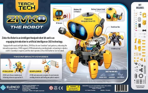 Miniatura 3 de Elenco Teach Tech “Zivko El Robot”, robot interactivo con capacidad de A/I y sensor infrarrojo, juguetes de aprendizaje STEM para niños de 10 años
