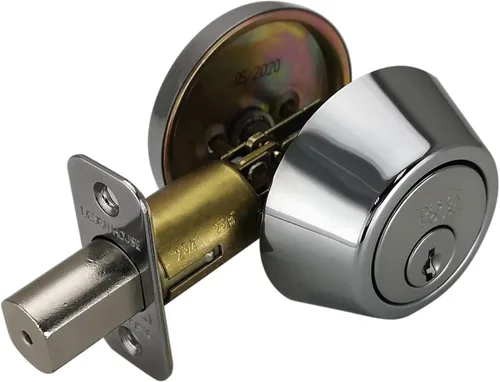 Miniatura 15 de Design House Cerradura de cilindro doble de sobrepuesto, cerradura de puerta delantera de latón pulido, se adapta a fondos de 2-3/4" y 2-3/8