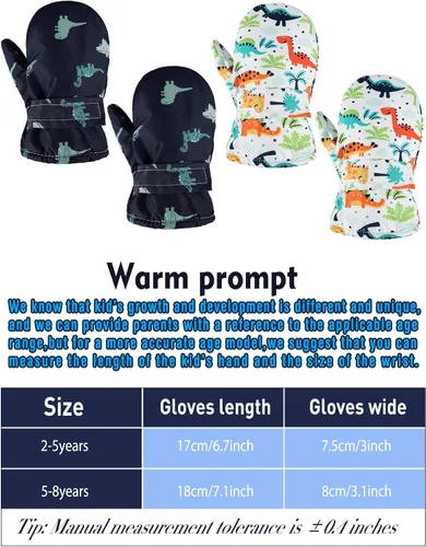 Miniatura 3 de SATINIOR 2 pares de manoplas impermeables para niñas, guantes de nieve para niños, guantes de esquí cálidos y gruesos para actividades al aire libre