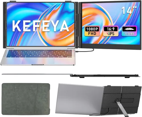 Miniatura 11 de KEFEYA Extensor de Pantalla para Laptop, Extensión de Monitor Portátil de 14" FHD 1080P IPS de Doble Pantalla, Monitor Portátil para Laptops