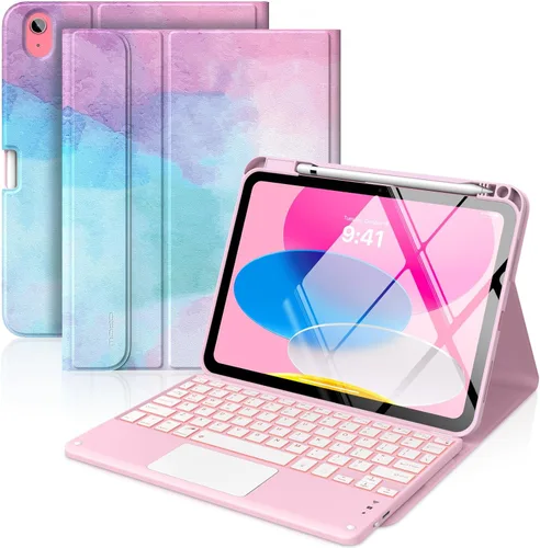 Miniatura 18 de MoKo Funda con teclado táctil para iPad (A16) 11ª generación de 11 pulgadas 2025, iPad de 10.9 pulgadas de 10.9 pulgadas, funda con soporte para azul