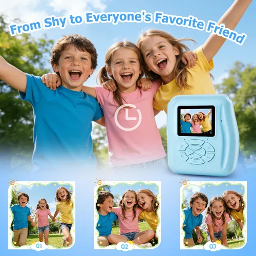 Miniatura 4 de GKTZ Cámara para niños de impresión instantánea: cámara de video digital de 2.4 pulgadas para niños pequeños y niños de 3 a 12 años, con 3 rollos