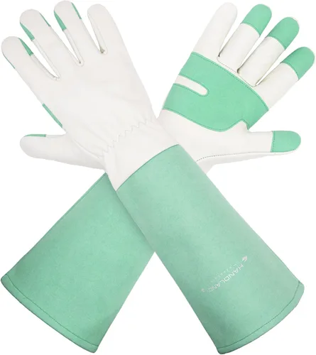 Miniatura 15 de HANDLANDY HLDD Long Gardening Gloves for Women Men - Leather Rose Pruning Gloves Thorn Proof - Breathable Working Glove Rosa