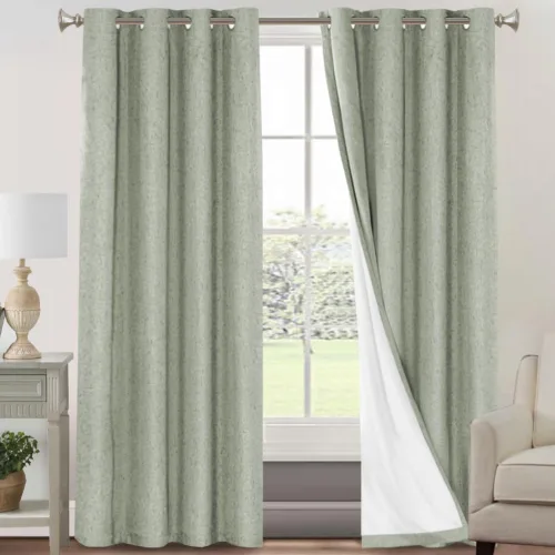 Miniatura 98 de Primitive - Cortinas opacas 100 % de lino texturizado natural para dormitorio, sala de estar, cortinas para ahorra energía, tela de arpillera