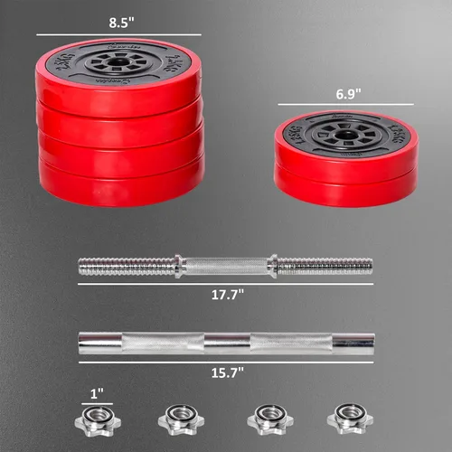 Miniatura 7 de Soozier Adjustable Dumbbell Set, Convertible to Barbell Weight Set for Home Gym Women and Men Weight Lifting Training.
