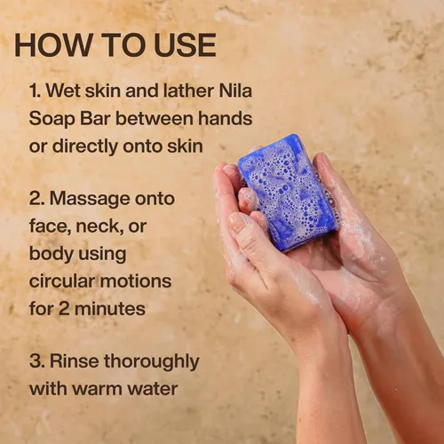 Miniatura 4 de Jabón marroquí, jabón de nila azul para rostro y cuerpo, hecho de polvo de nila (paquete de 2)