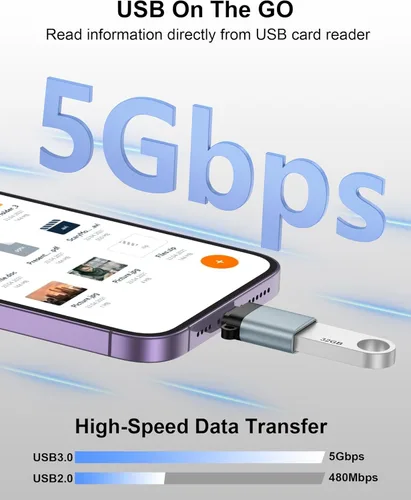 Miniatura 4 de Adaptador USB C a USB, paquete de 4 unidades, transferencia de datos de alta velocidad USB C macho a USB 3.0 hembra OTG adaptador para Apple iPhone
