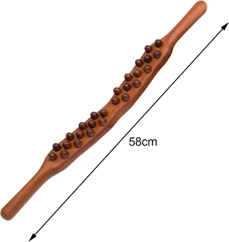 Miniatura 3 de Palo de masaje de madera Guasha Scraping Stick Handheld 26 cuentas Point Gua Sha Stick Masaje corporal para cintura/espalda/hombro/muslo/pierna