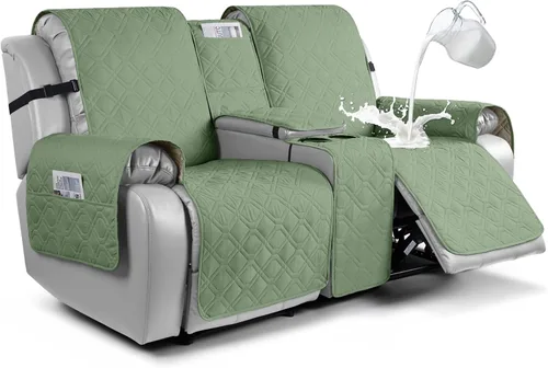 Miniatura 26 de VANSOFY Funda para Sofá de Dos Plazas Reclinable con Consola 100% Impermeable Fundas de Sofá Antideslizantes Funda de Sofá Reclinable Dividida Azuree