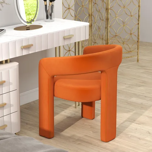 Miniatura 7 de HNY Silla moderna de cocina y comedor de estilo barril, silla de acento tapizada en cuero sintético PU con brazo, silla de lado de 47 cm de ancho