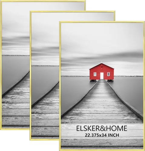 Miniatura 20 de ELSKER&HOME 18x24 Marco para Póster 3 Pack, Marco Plateado para Montaje Horizontal o Vertical en la Pared, Resistente y a Prueba de Arañazos
